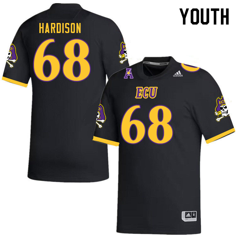 Youth #68 Trey Hardison ECU Pirates 2023 College Football Jerseys Stitched-Black